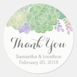 Succulent Boeket Elegant Wedding Dank u Ronde Sticker