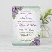 Succulent boeket tinten van Zee foam & Laven Weddi Kaart (Staand voorkant)