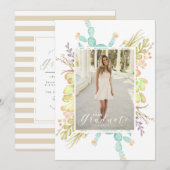 Succulent boeket Waterverf | Afstudeerfeest Kaart (Voorkant / Achterkant)