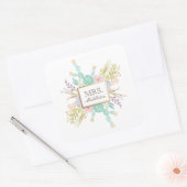 Succulent boeket Waterverf | Naam Vierkante Sticker (Envelop)