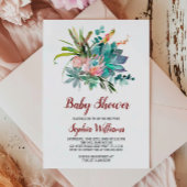 Succulent Boho Cactus Baby shower Invitation Kaart
