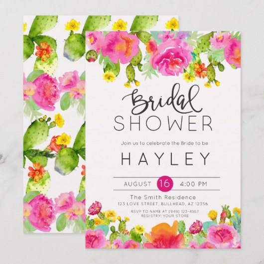 Succulent botanisch Vrijgezellenfeest uitnodigen Kaart (Voorkant / Achterkant)