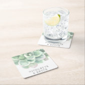 Succulent Botanische Salie Groene Waterverf Bruilo Kartonnen Onderzetters (Insitu)