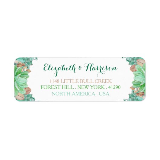 Succulent Bouquet Botanical Floral Wedding Etiket (Voorkant)