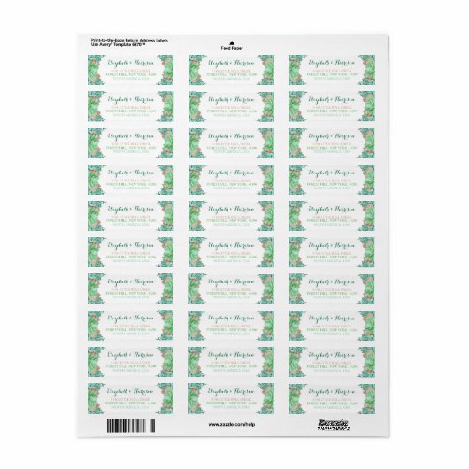 Succulent Bouquet Botanical Floral Wedding Etiket (Full Sheet)