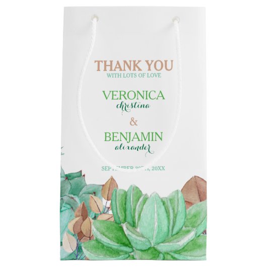 Succulent Bouquet Botanical Floral Wedding Klein Cadeauzakje (Voorkant)