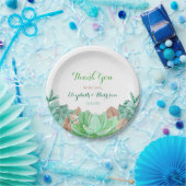 Succulent Bouquet Botanical Floral Wedding Papieren Bordje (Feest)