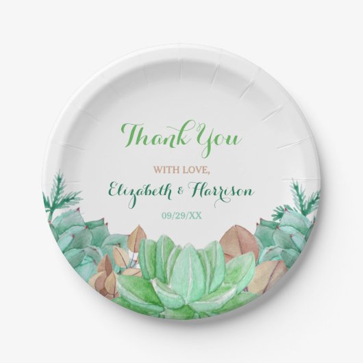 Succulent Bouquet Botanical Floral Wedding Papieren Bordje (Voorkant)