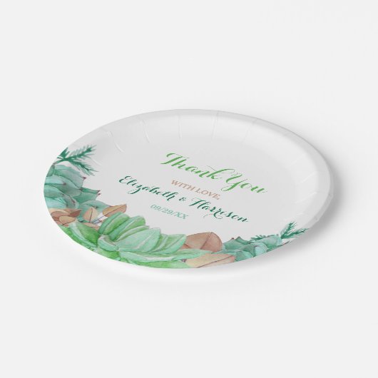 Succulent Bouquet Botanical Floral Wedding Papieren Bordje (Gekanteld)