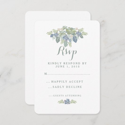 Succulent Bouquet Floral Wedding RSVP Response (Voorkant / Achterkant)