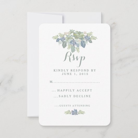 Succulent Bouquet Floral Wedding RSVP Response (Voorkant)