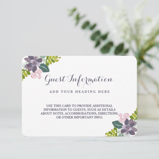 Succulent Bouquet II Bloemen Trouwinleg Kaart (Staand voorkant)