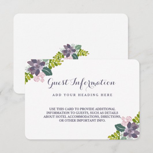 Succulent Bouquet II Bloemen Trouwinleg Kaart (Voorkant / Achterkant)