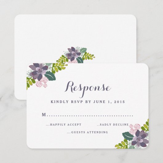 Succulent Bouquet II Floral Wedding Response Kaart (Voorkant / Achterkant)