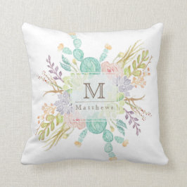 Succulent Bouquet Waterverf | INITIAAL Kussen