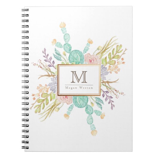 Succulent Bouquet Waterverf | INITIAAL Notitieboek (Voorkant)