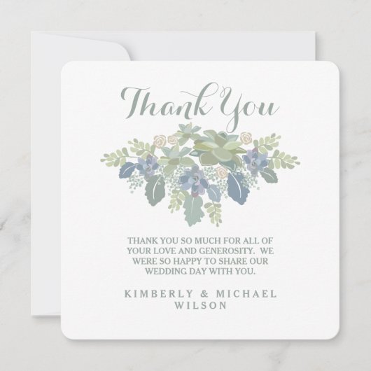 Succulent Bouquet Wedding Photo Save the Date Bedankkaart (Voorkant)