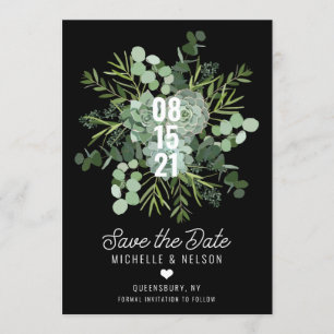 Succulent Bouquet Wedding Save the Date Kaart