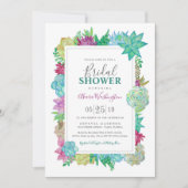 Succulent Bright Waterverf Flowers Vrijgezellenfee Kaart (Voorkant)