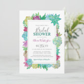 Succulent Bright Waterverf Flowers Vrijgezellenfee Kaart (Staand voorkant)