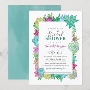 Succulent Bright Waterverf Flowers Vrijgezellenfee Kaart