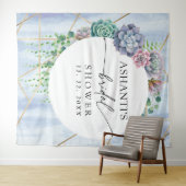 Succulent Bruidsmeubruiloft achtergrond in blos bl Wandkleed (In Situ (horizontaal))