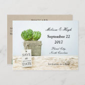 Succulent bruiloft Save the date Briefkaart (Voorkant / Achterkant)