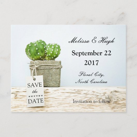 Succulent bruiloft Save the date Briefkaart (Voorkant)