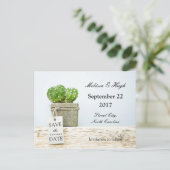 Succulent bruiloft Save the date Briefkaart (Staand voorkant)