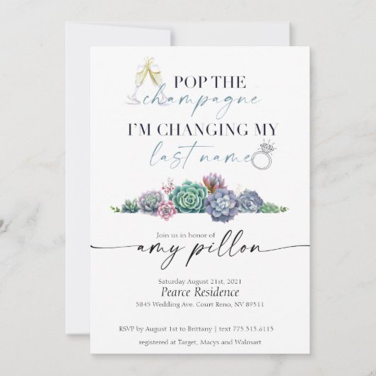 Succulent bruiloft uitnodigen Collectie Kaart (Voorkant)