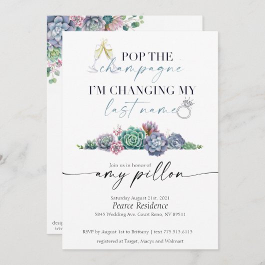 Succulent bruiloft uitnodigen Collectie Kaart (Voorkant / Achterkant)