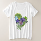 Succulent-bruiloftsliefhebbers-bouquet Grote Maat T-shirt (Design voorkant)