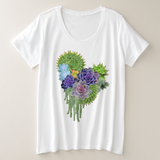 Succulent-bruiloftsliefhebbers-bouquet Grote Maat T-shirt (Design voorkant)
