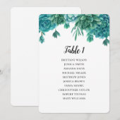 Succulent bruiloftszittingsschema. Cactus tabelpla Kaart (Voorkant / Achterkant)