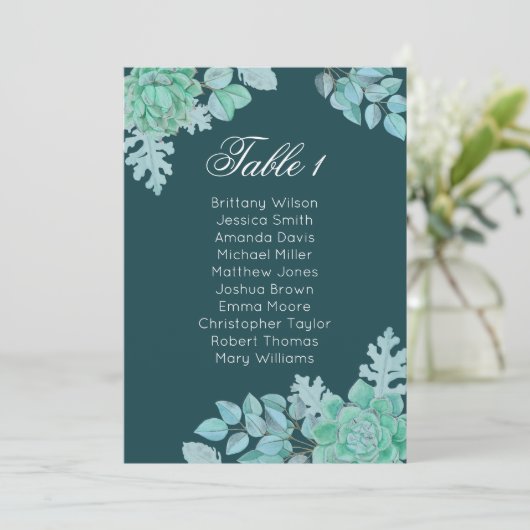 Succulent bruiloftszittingsschema. Mint cactus Kaart (Staand voorkant)