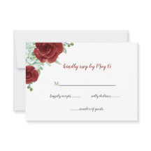 succulent burgundy gold floral bruiloft rsvp