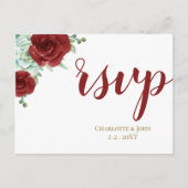 succulent burgundy gold floral bruiloft rsvp uitnodiging briefkaart (Voorkant)
