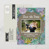 Succulent Burlap Wedding Save the Date Kaarten (Voorkant / Achterkant)