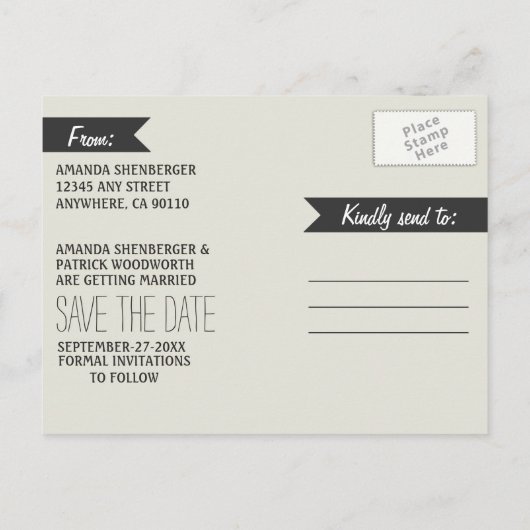 Succulent Burlap Wedding Save the Date Kaarten (Achterkant)