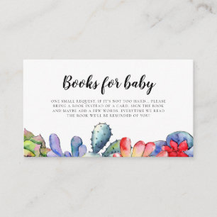 Succulent cactus baby shower boek aanvraagkaart informatiekaartje
