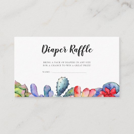 Succulent cactus Baby shower Luier Raffle kaart (Voorkant)