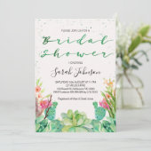 succulent cactus bridal douche - uitnodiging (Staand voorkant)