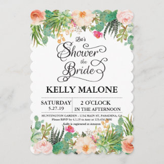 Succulent Cactus Bridal Shower Invitation Kaart