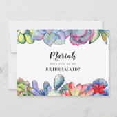 Succulent cactus bruidsmeisje voorstel kaart (Voorkant)