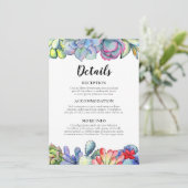 Succulent cactus bruiloft gastinformatie informatiekaartje (Staand voorkant)