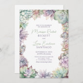 Succulent Cactus Desert Wedding Kaart (Voorkant / Achterkant)