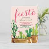 Succulent Cactus Fiesta Baby shower Invitation Kaart (Staand voorkant)