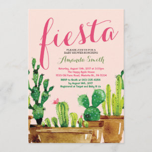 Succulent Cactus Fiesta Baby shower Invitation Kaart