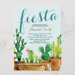 Succulent Cactus Fiesta Baby shower Invitation Kaart