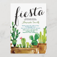 Succulent Cactus Fiesta Baby shower Uitnodiging